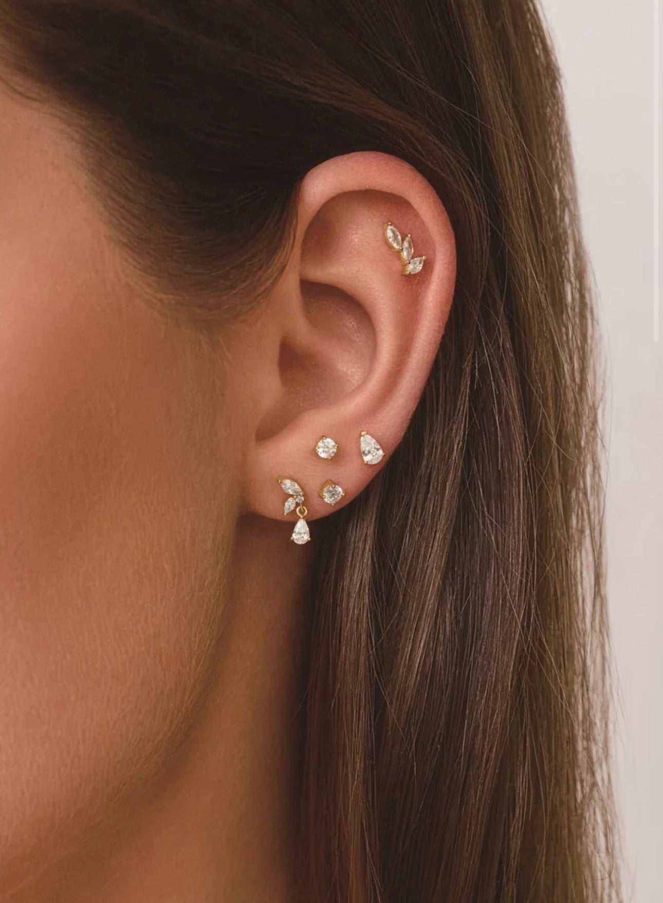 Triple Marquise Barbell Single Earring