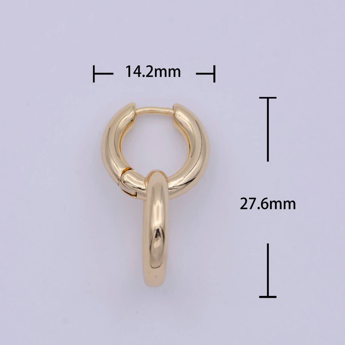 Dainty Intertwined Huggie Earrings with Round Dangle Charm Drop | AD-085