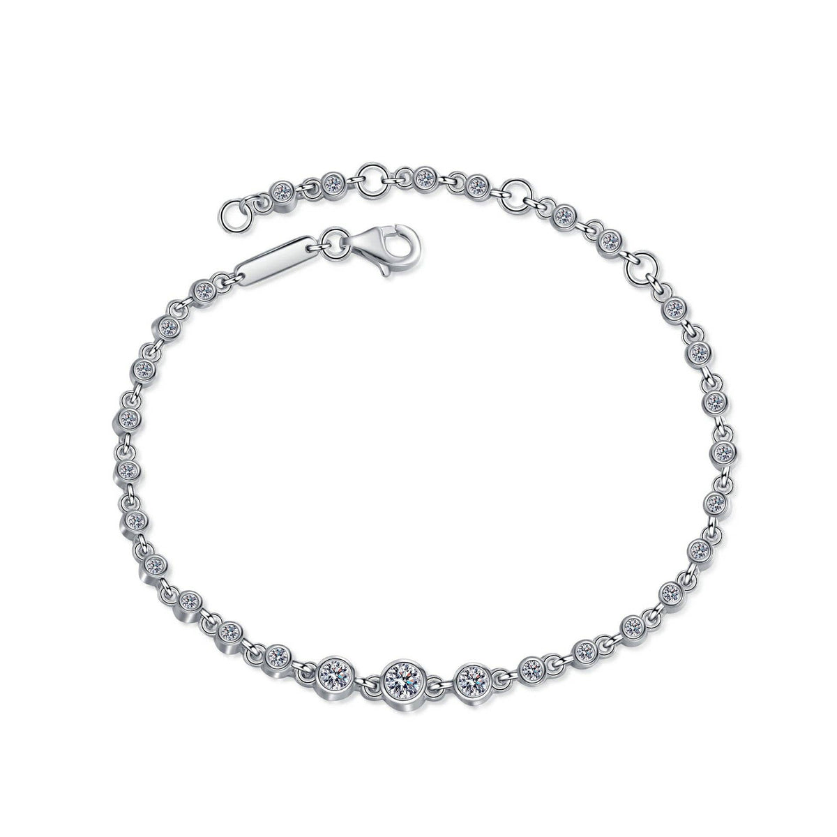 Moissanite Bezel Stacking Bracelet in 925 Sterling Silver