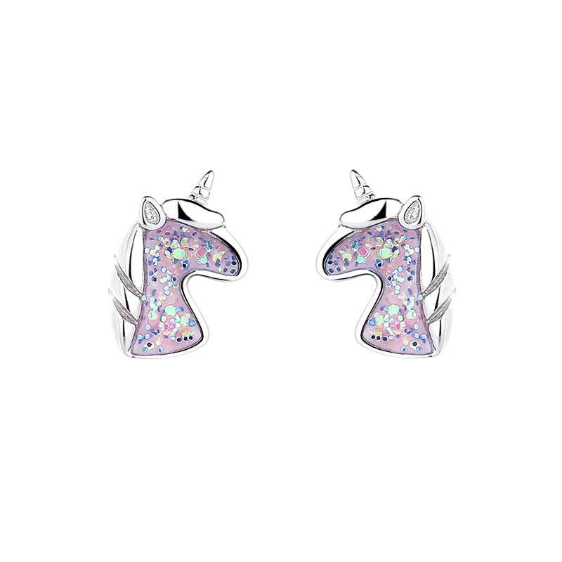 Cute Unicorn Tiny Stud Earrings in 925 Sterling Silver
