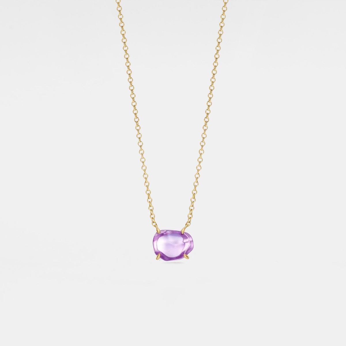 Amethyst Crystal Pendant Necklace in 925 Sterling Silver