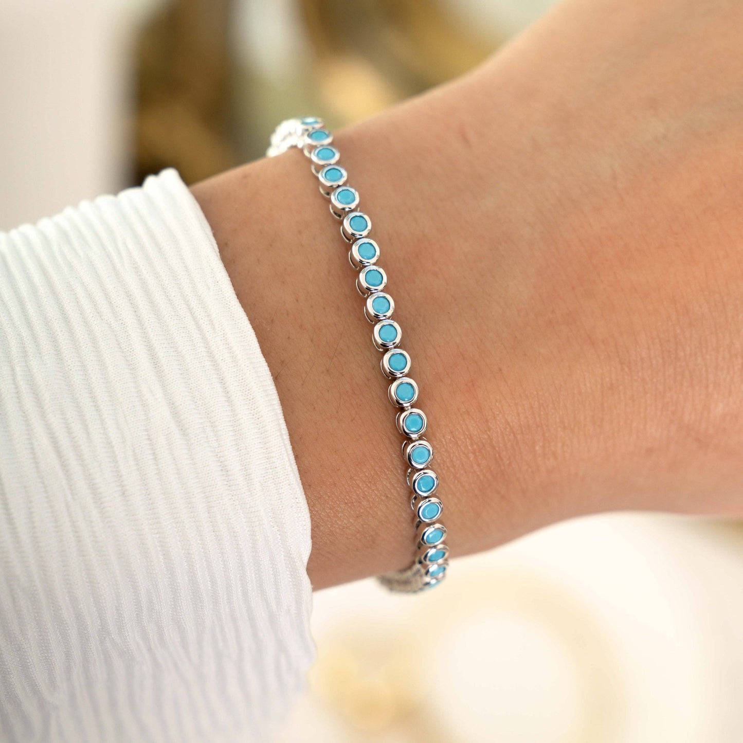 Turquoise Bezel Tennis Bracelet