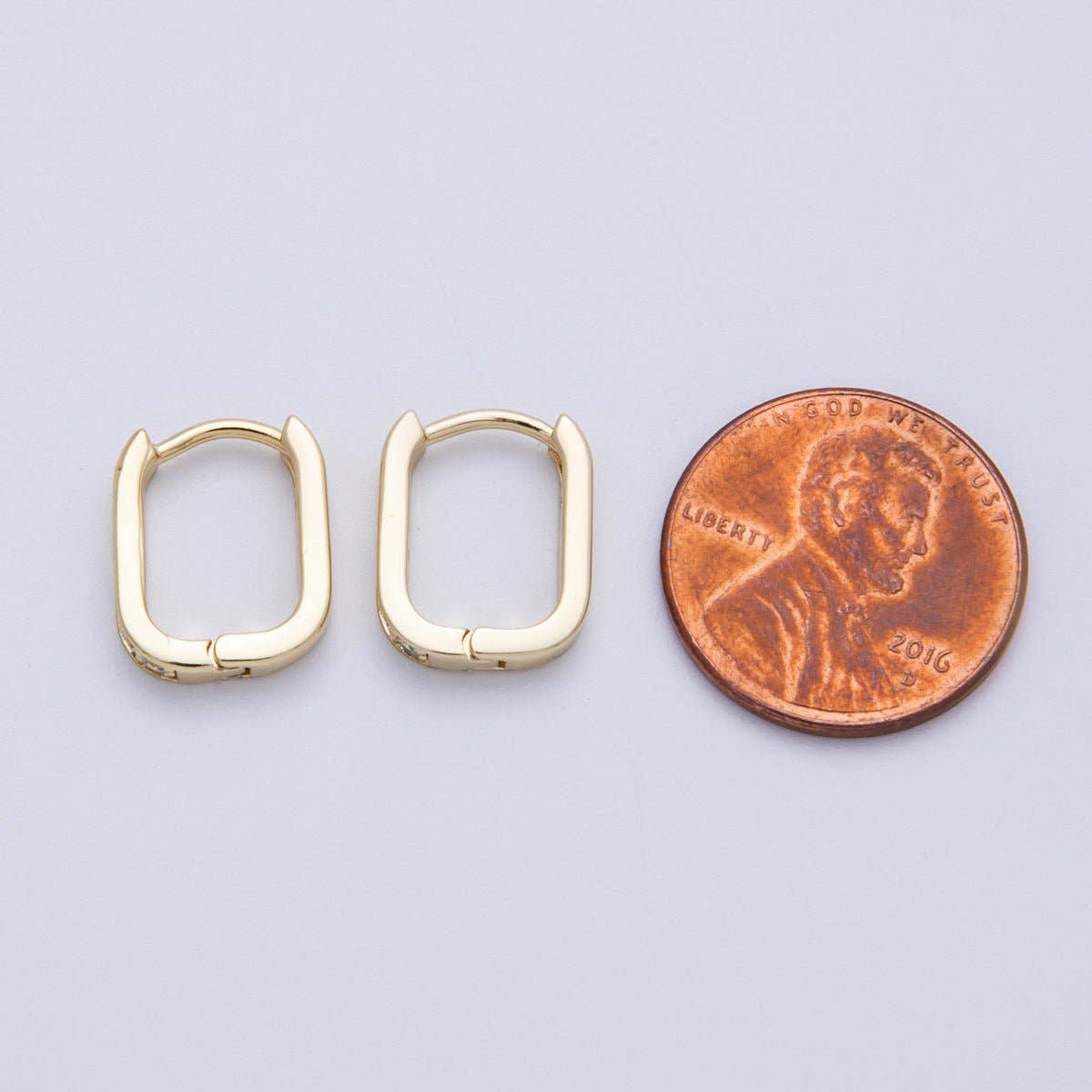 14K Gold Filled 14mm Micro Paved CZ Oblong Hoop Earrings | Earrings-00137