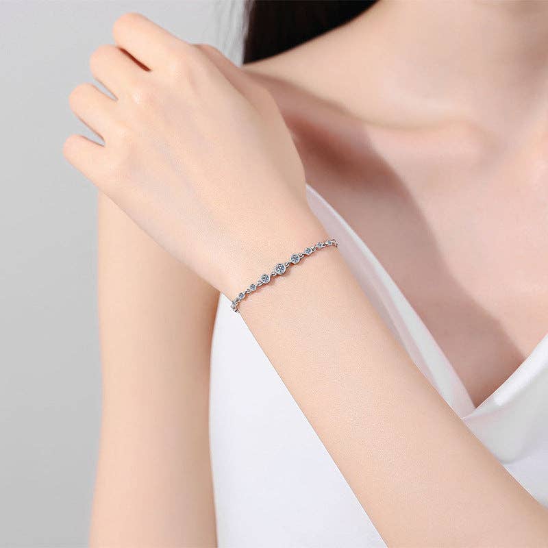 Moissanite Bezel Stacking Bracelet in 925 Sterling Silver