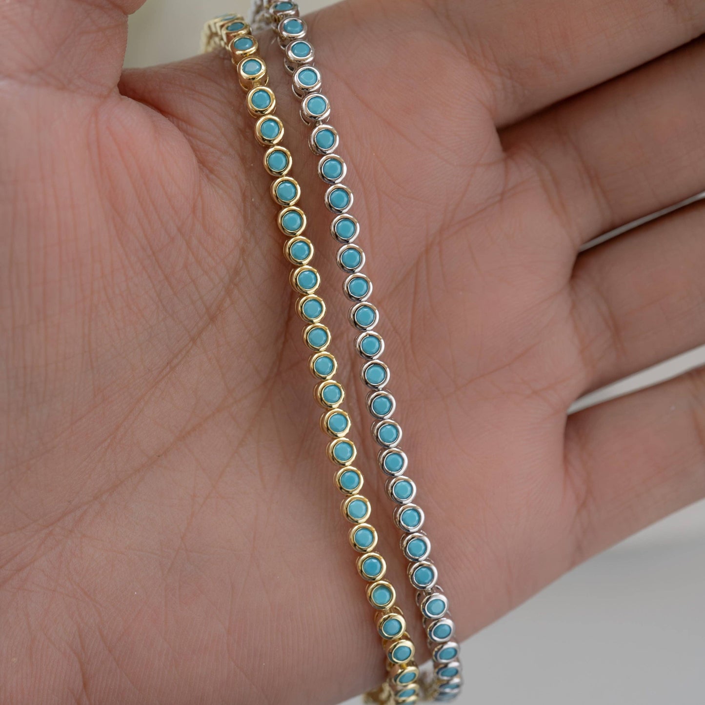 Turquoise Bezel Tennis Bracelet