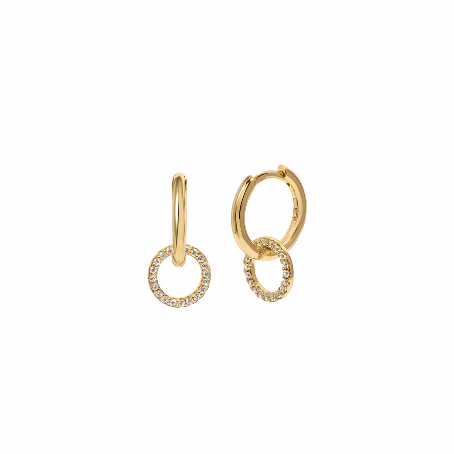 CZ Circle Charm Hoops