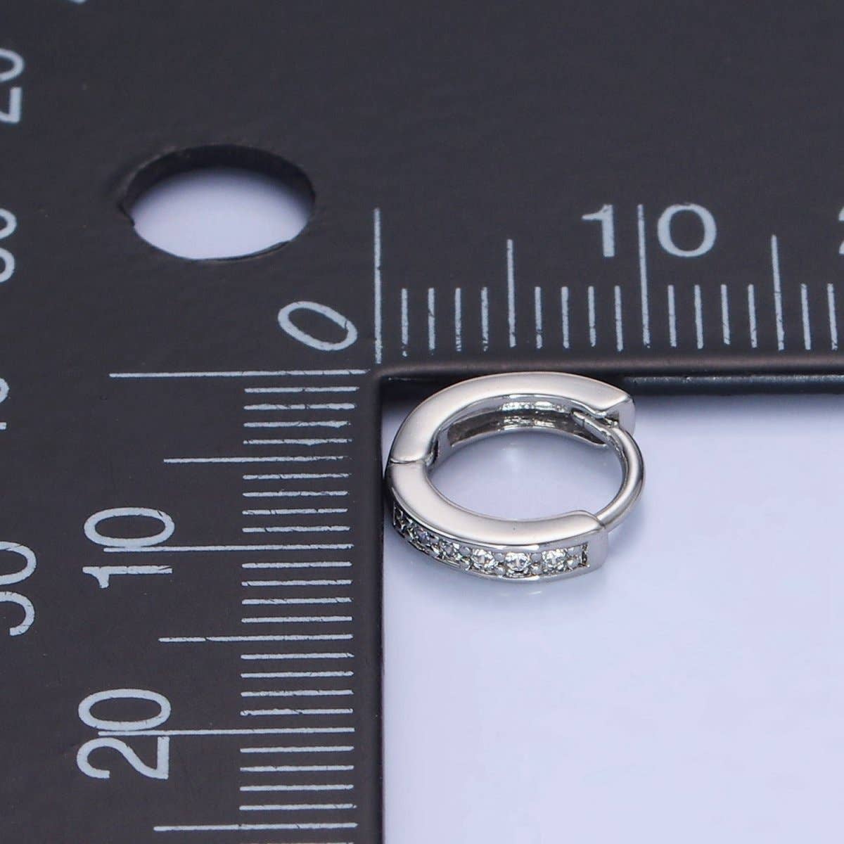 14K Gold Filled 10mm CZ Lined Cartilage Huggie Earrings in Gold & Silver | AB1346 AB1347