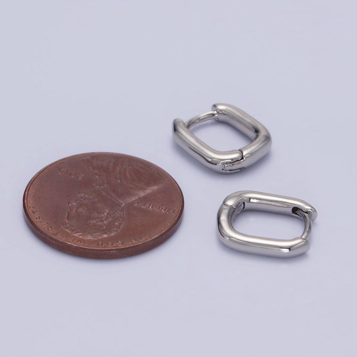 White Gold Filled 11mm Oblong Cartilage Minimalist Earrings