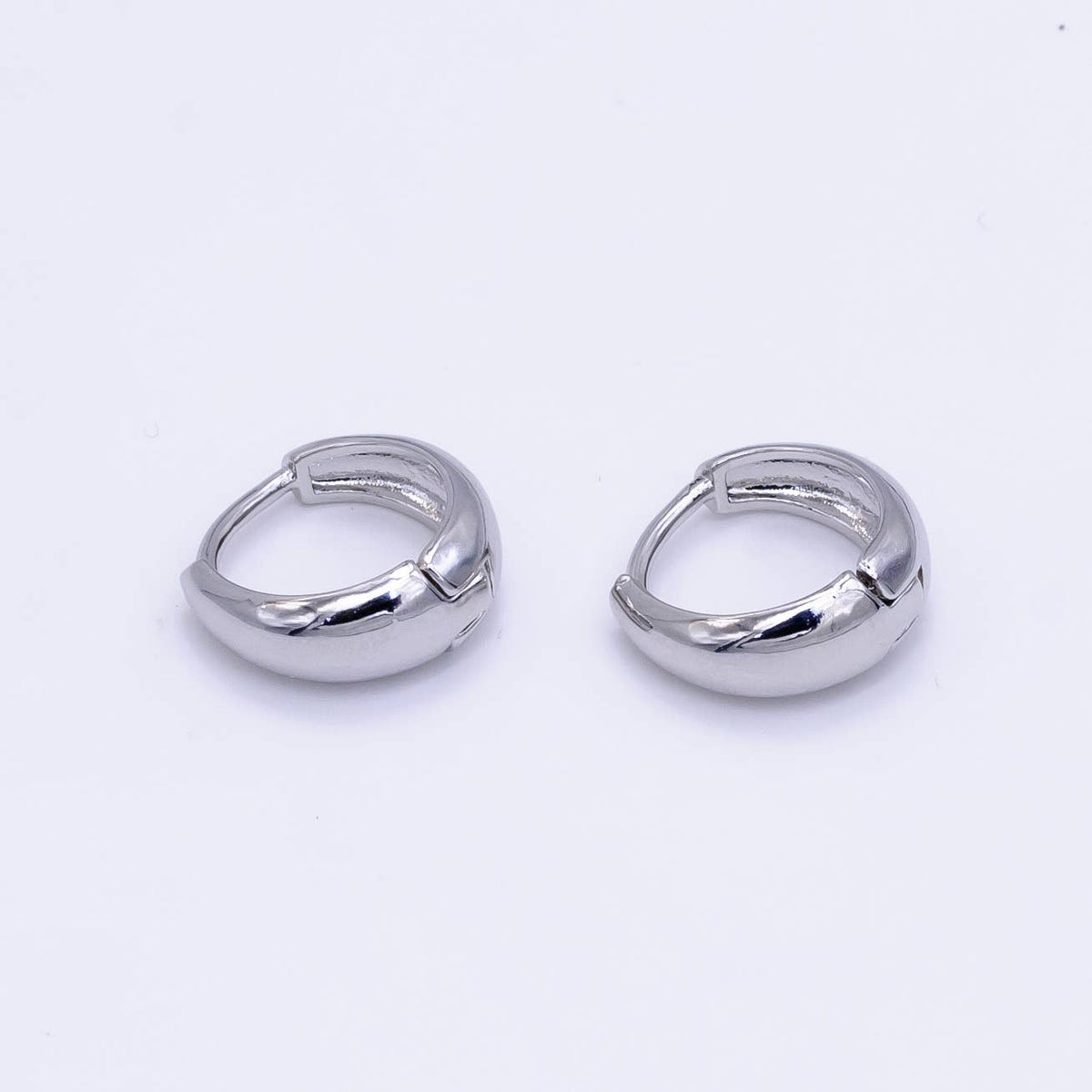 White Gold Filled 13mm Minimalist Dome Huggie Earrings