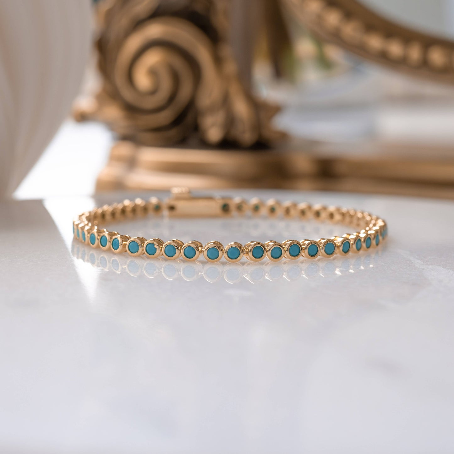Turquoise Bezel Tennis Bracelet