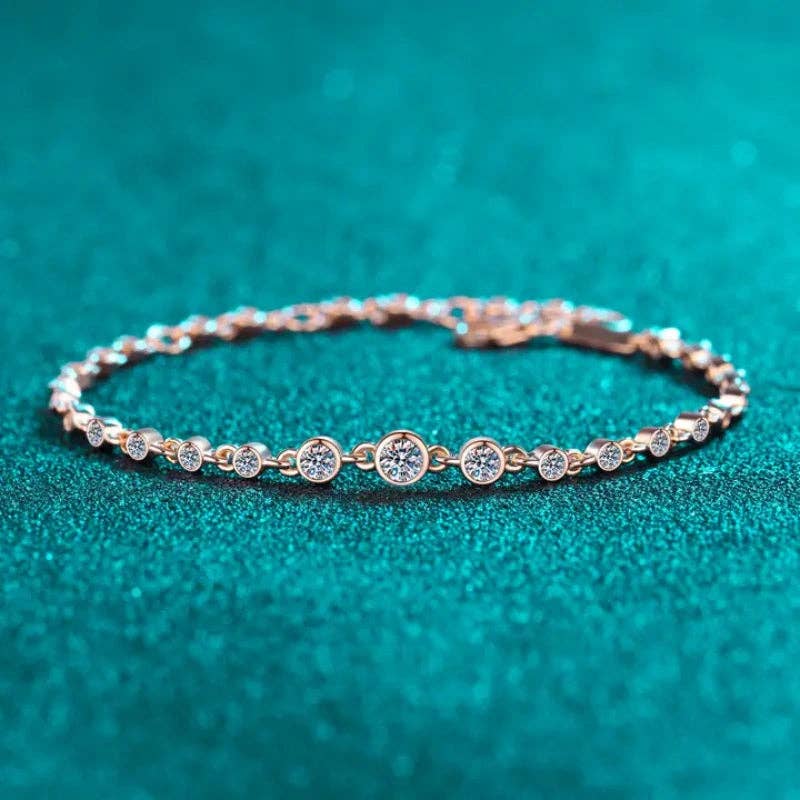 Moissanite Bezel Stacking Bracelet in 925 Sterling Silver