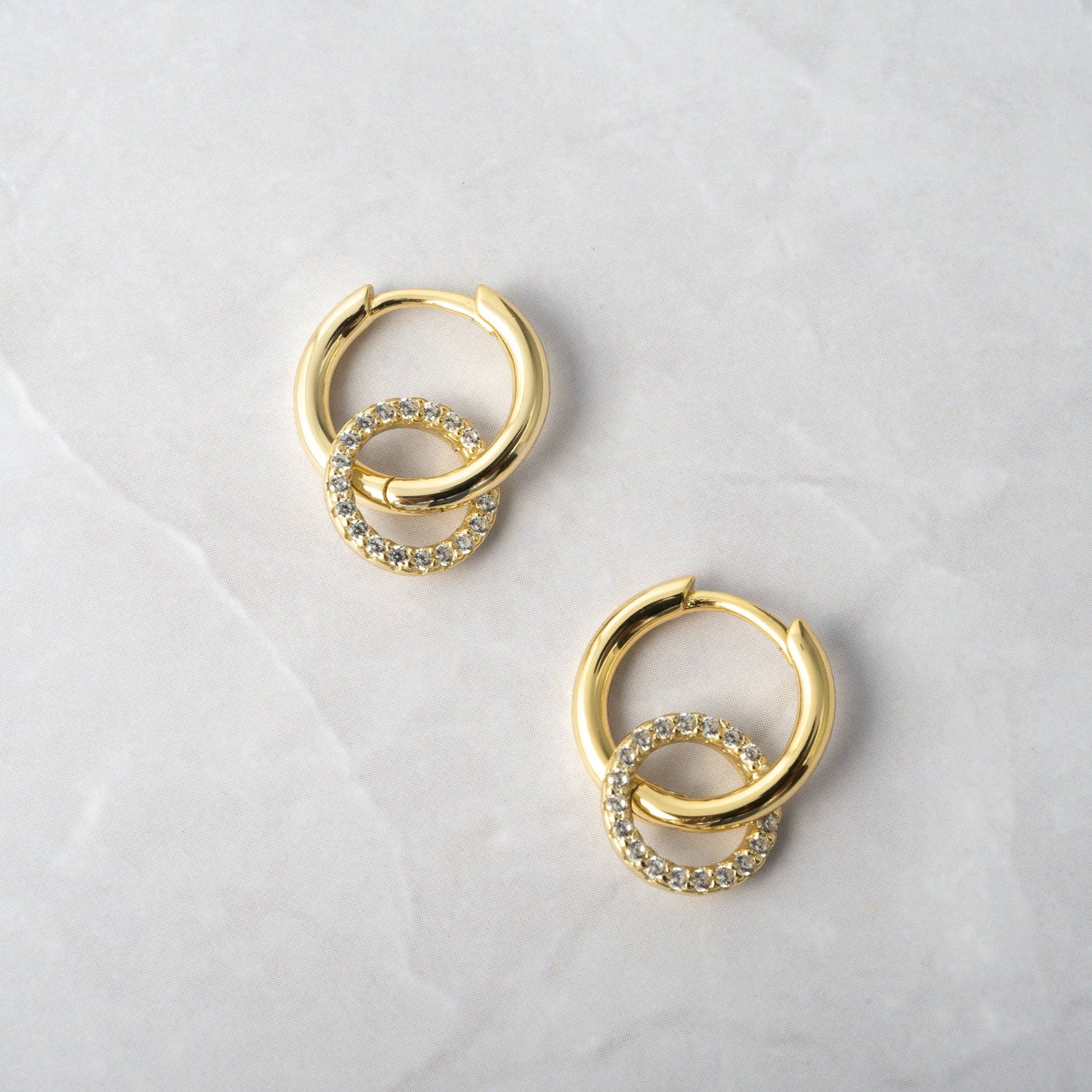 CZ Circle Charm Hoops