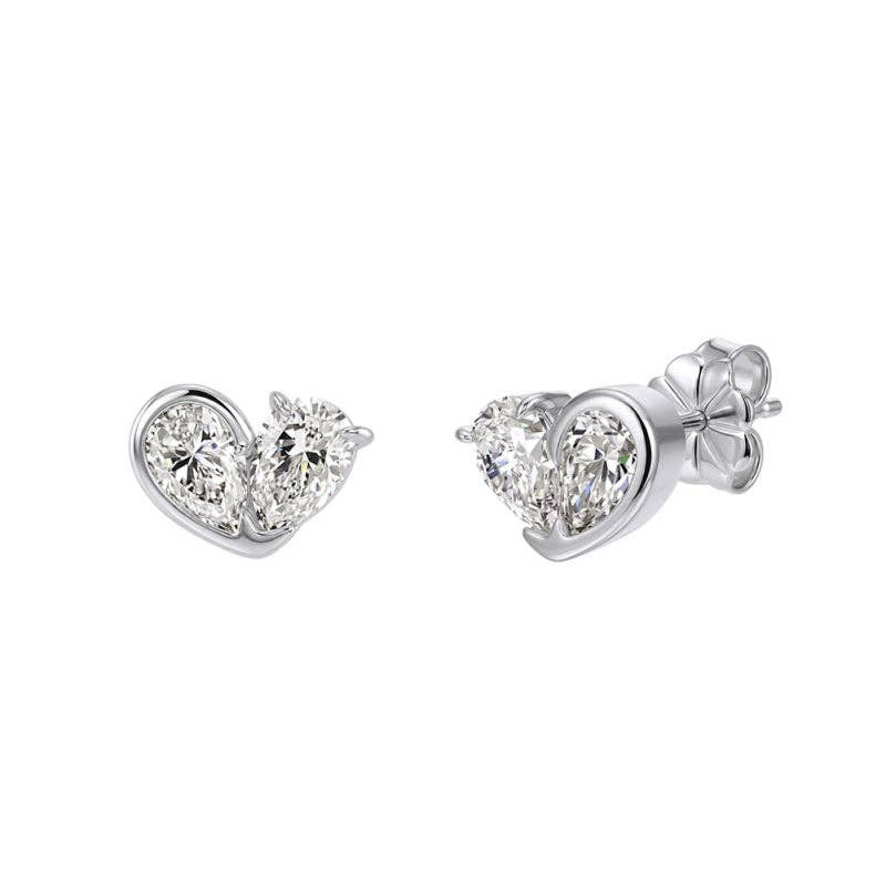 Pear Cut Moissanite Heart Earrings in 925 Sterling Silver