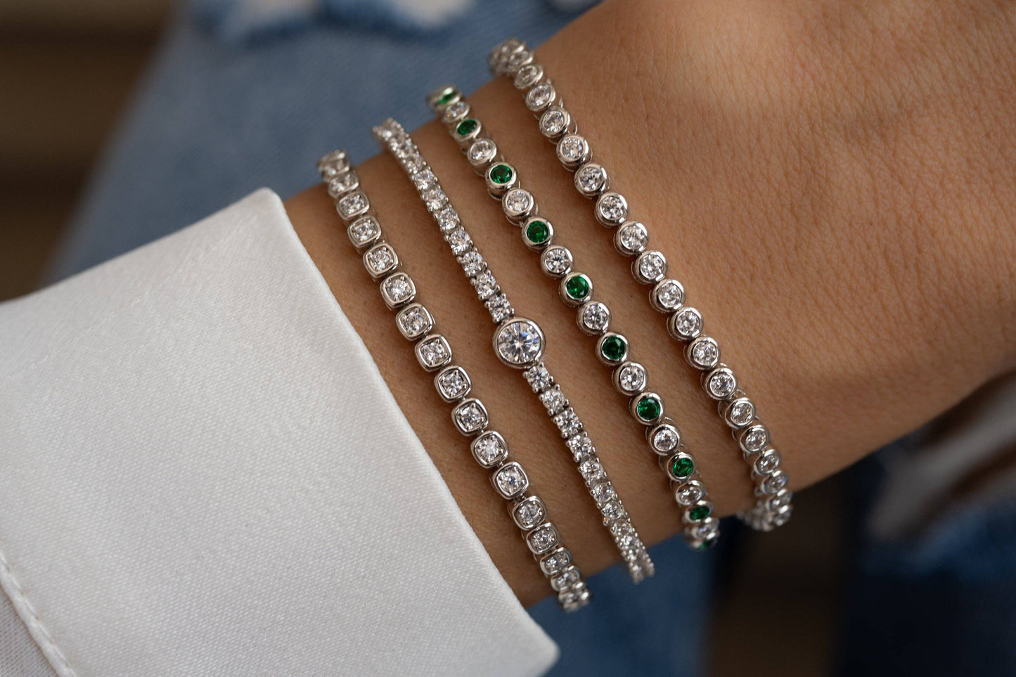 Charlie Emerald & CZ Tennis Bracelet
