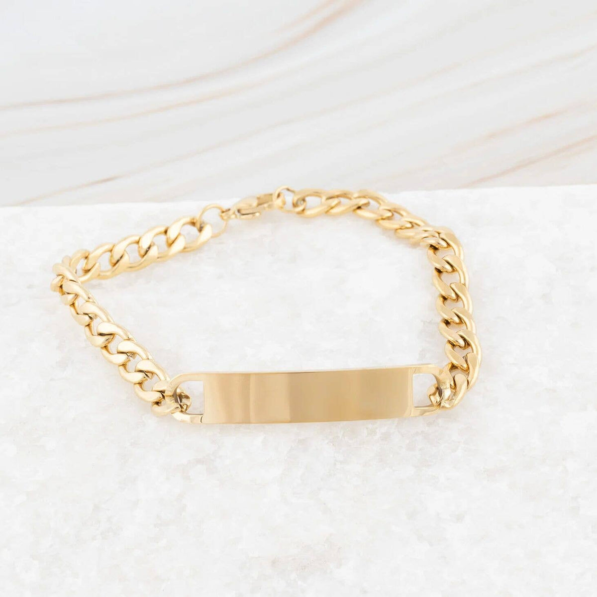 14K Gold Filled Plus™ Blank ID Curved Bar Bracelet