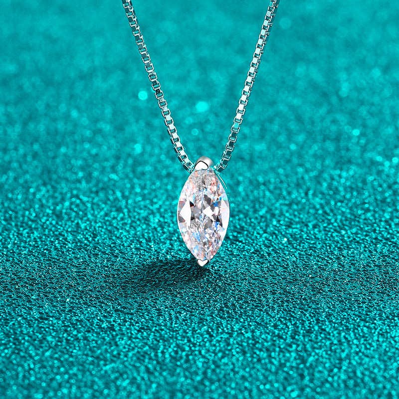 Marquise Moissanite Pendant Necklace in 925 Sterling Silver