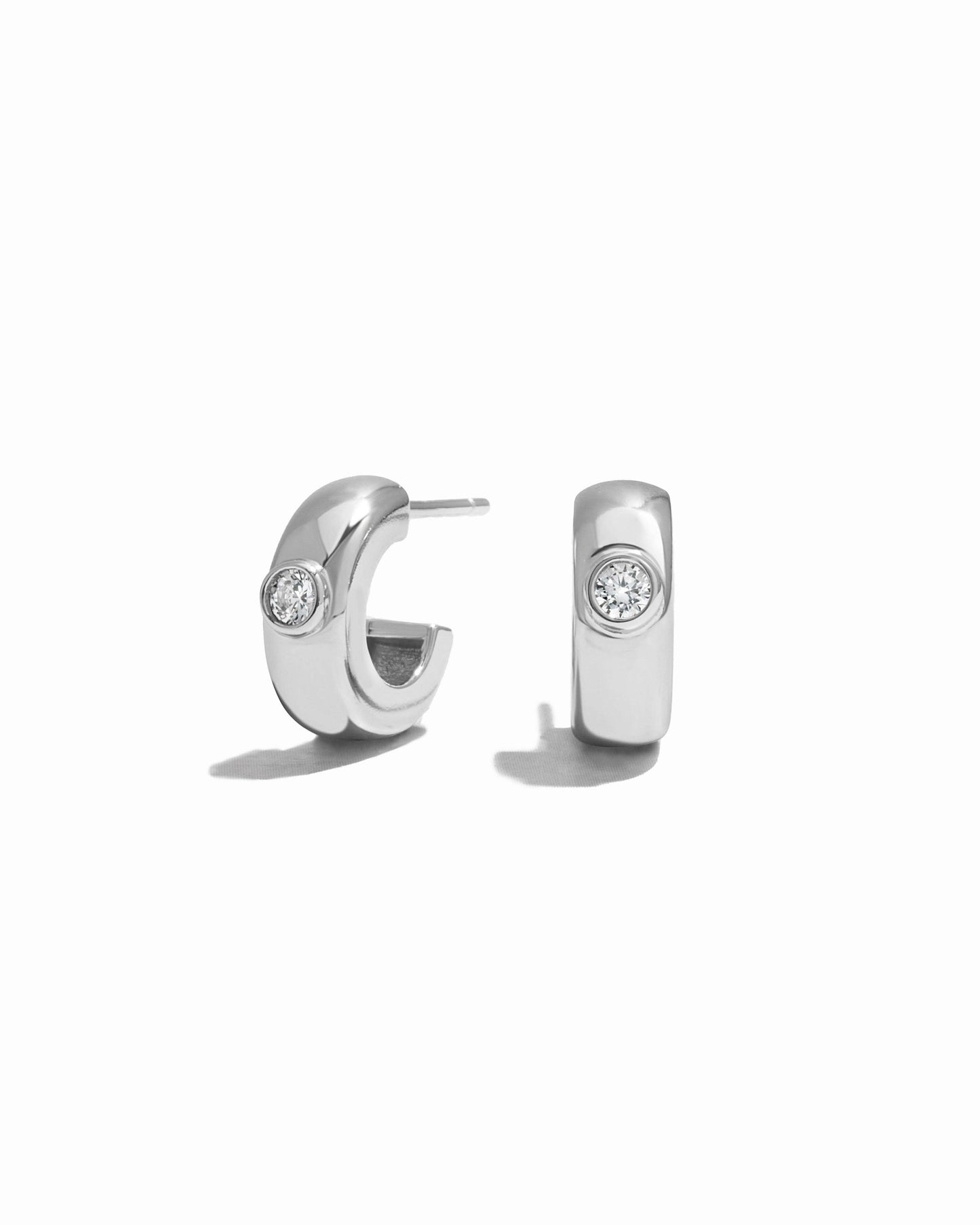 Bezeled Chunky Hoop Earrings