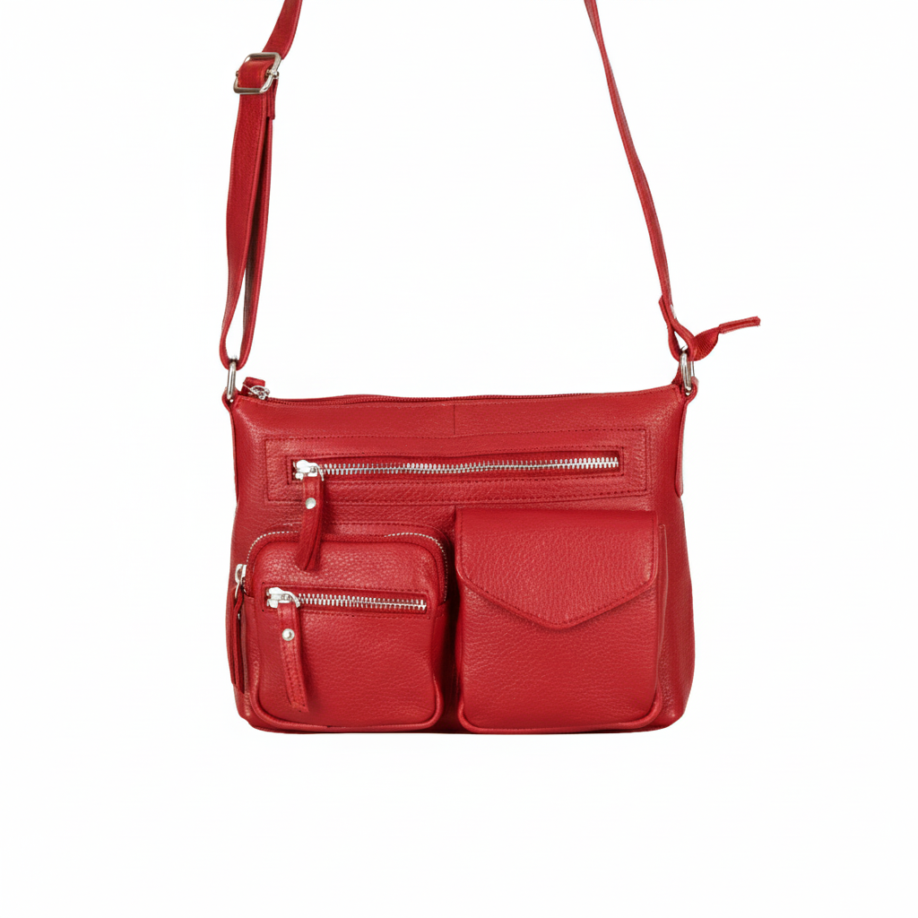 Mila Multi-Pocket Leather Crossbody Bag