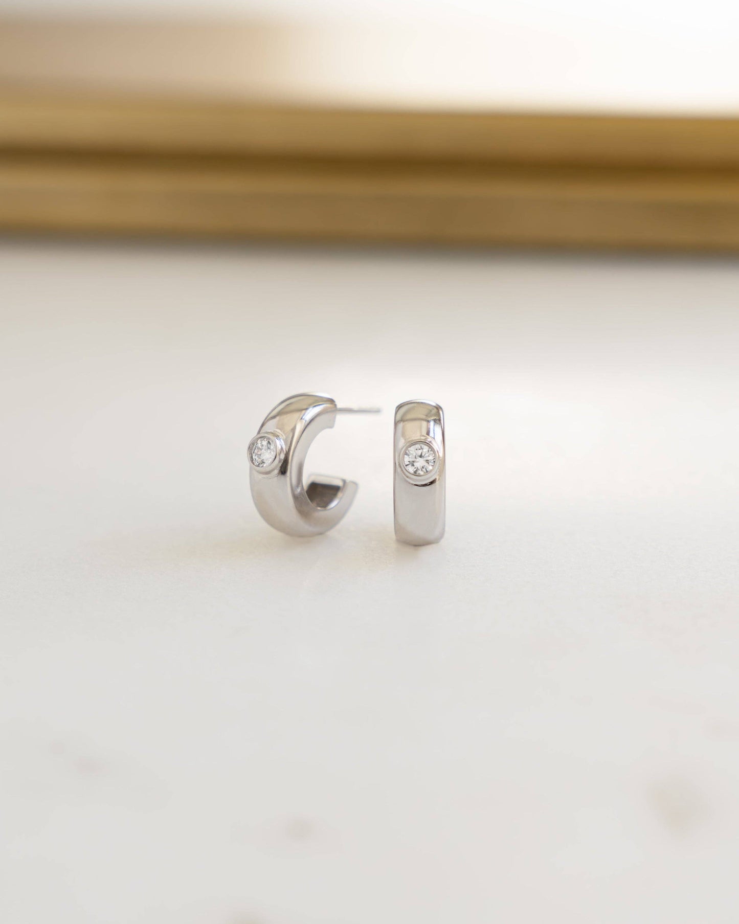 Bezeled Chunky Hoop Earrings