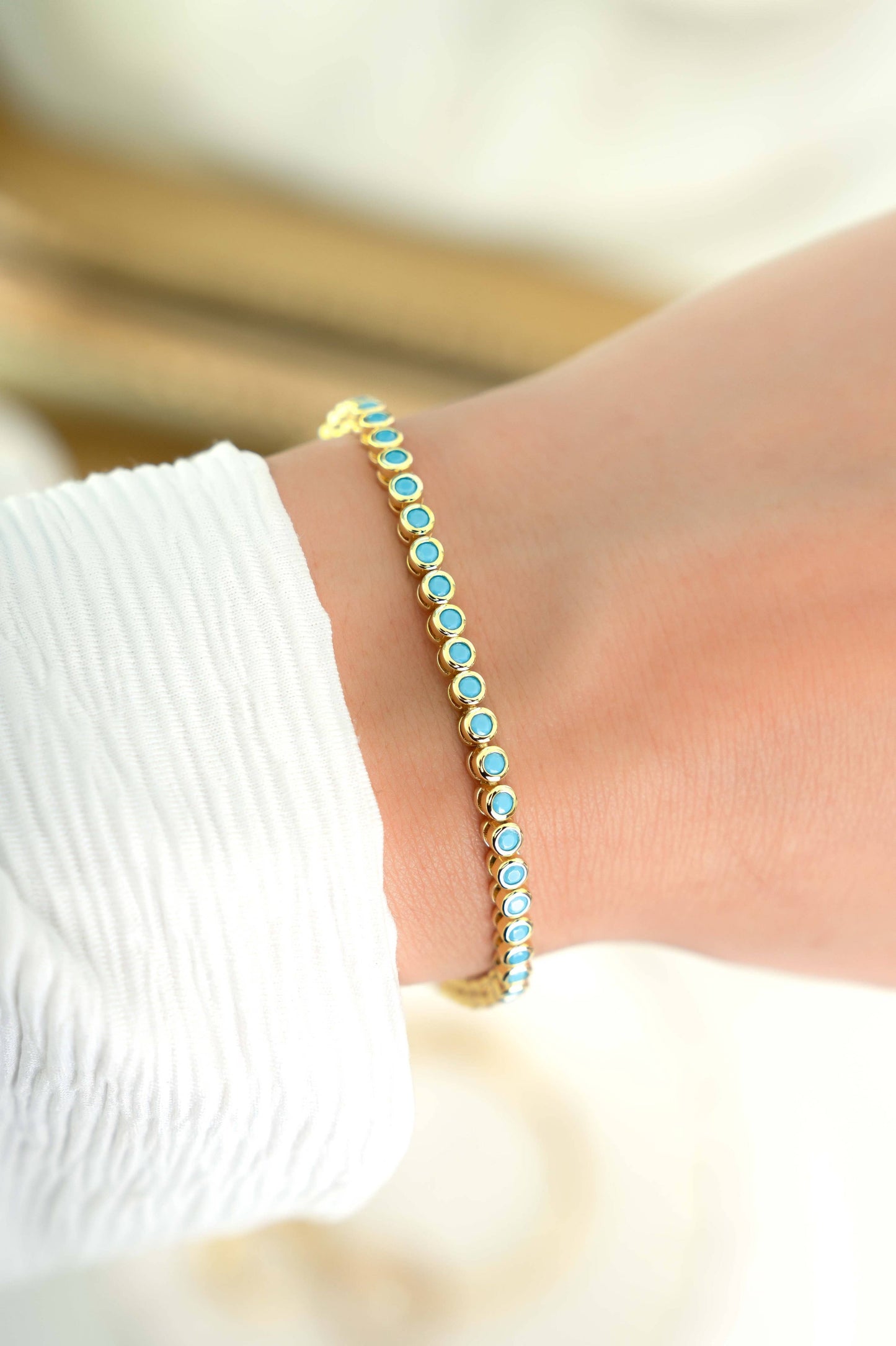 Turquoise Bezel Tennis Bracelet