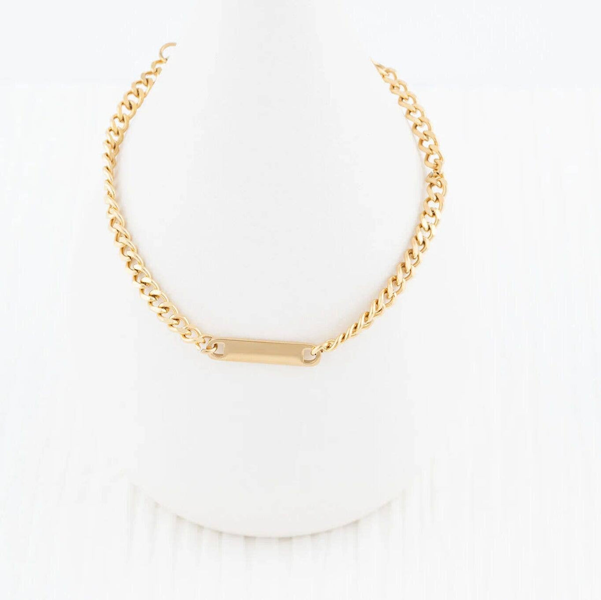 14K Gold Filled Plus™ Engravable Curb Chain Bar Bracelet