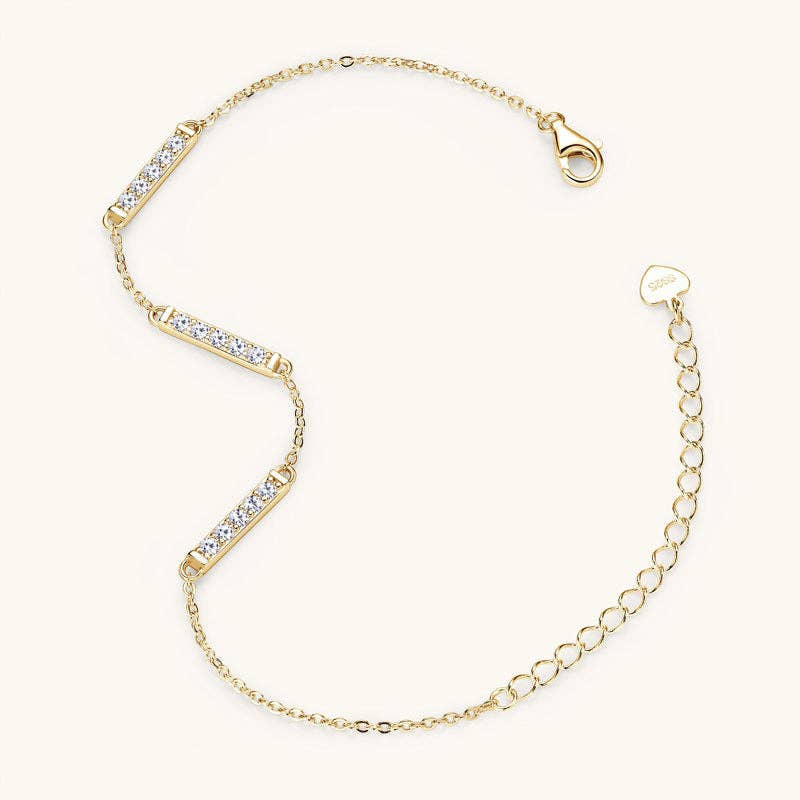 Three Bar Moissanite Chain Bracelet in 925 Sterling Silver