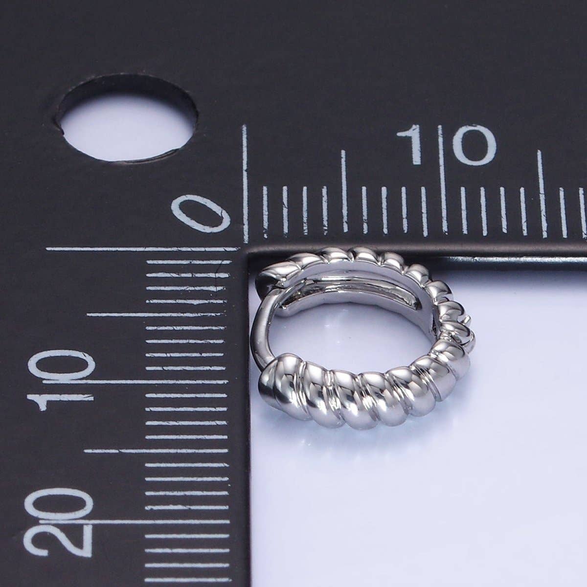 White Gold Filled 12mm Croissant Cartilage Minimalist Huggie Earrings | AB1269