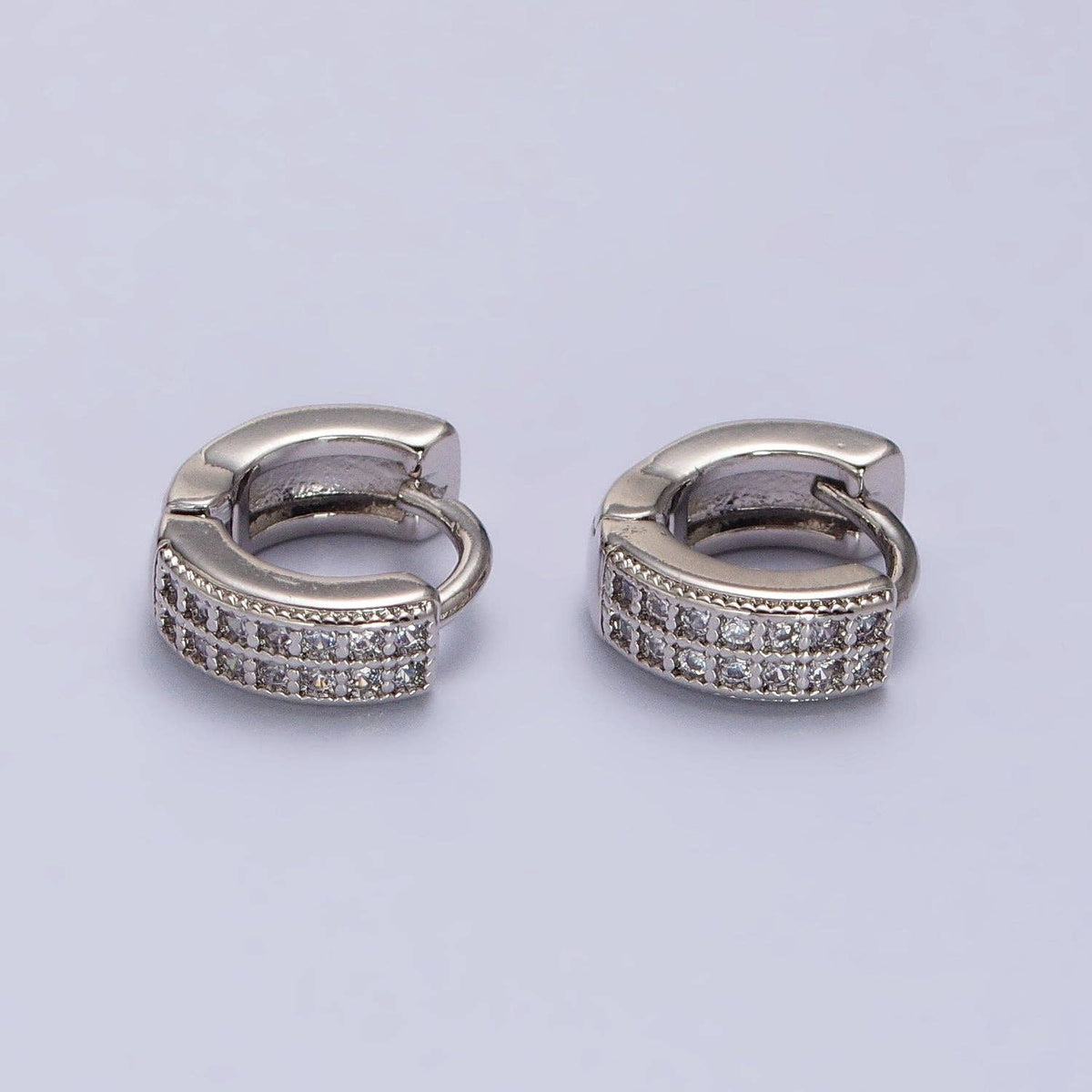 Micro Paved CZ Hoop Earrings Silver hoops Dainty Huggie earrings Party hoops AB1039