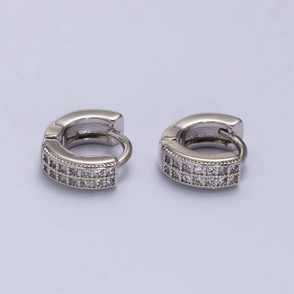 Micro Paved CZ Hoop Earrings Silver hoops Dainty Huggie earrings Party hoops AB1039