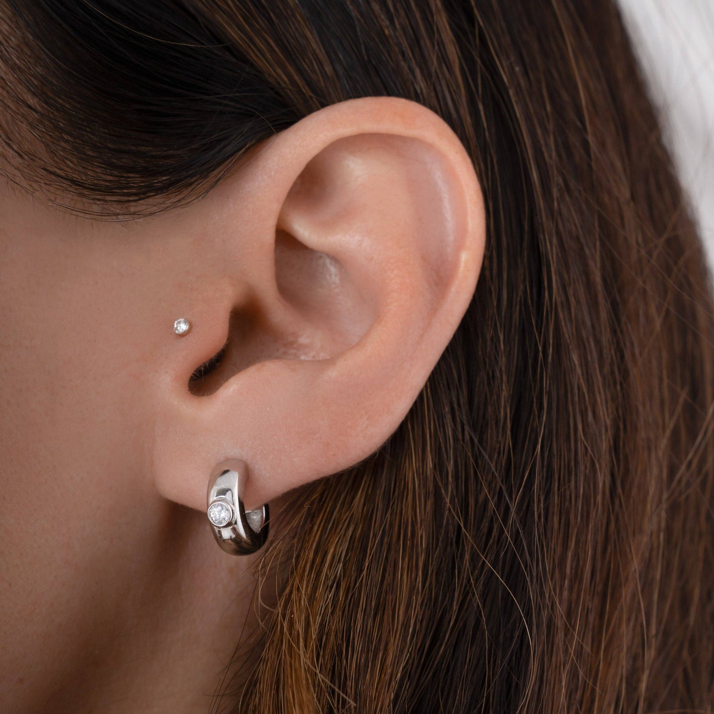 Bezeled Chunky Hoop Earrings