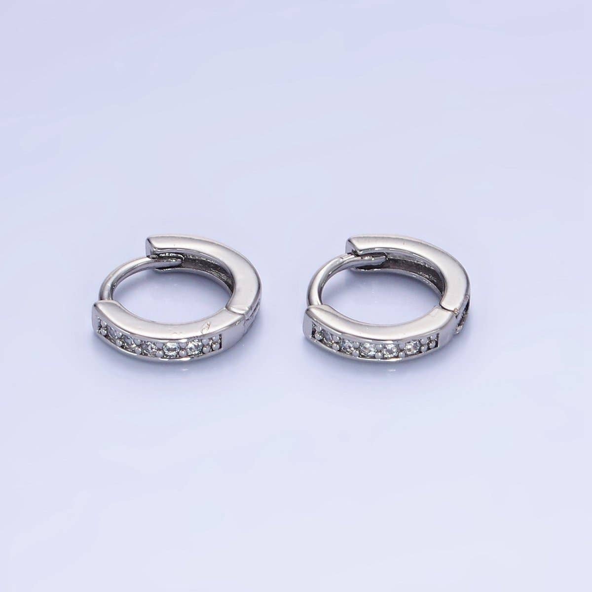 14K Gold Filled 10mm CZ Lined Cartilage Huggie Earrings in Gold & Silver | AB1346 AB1347