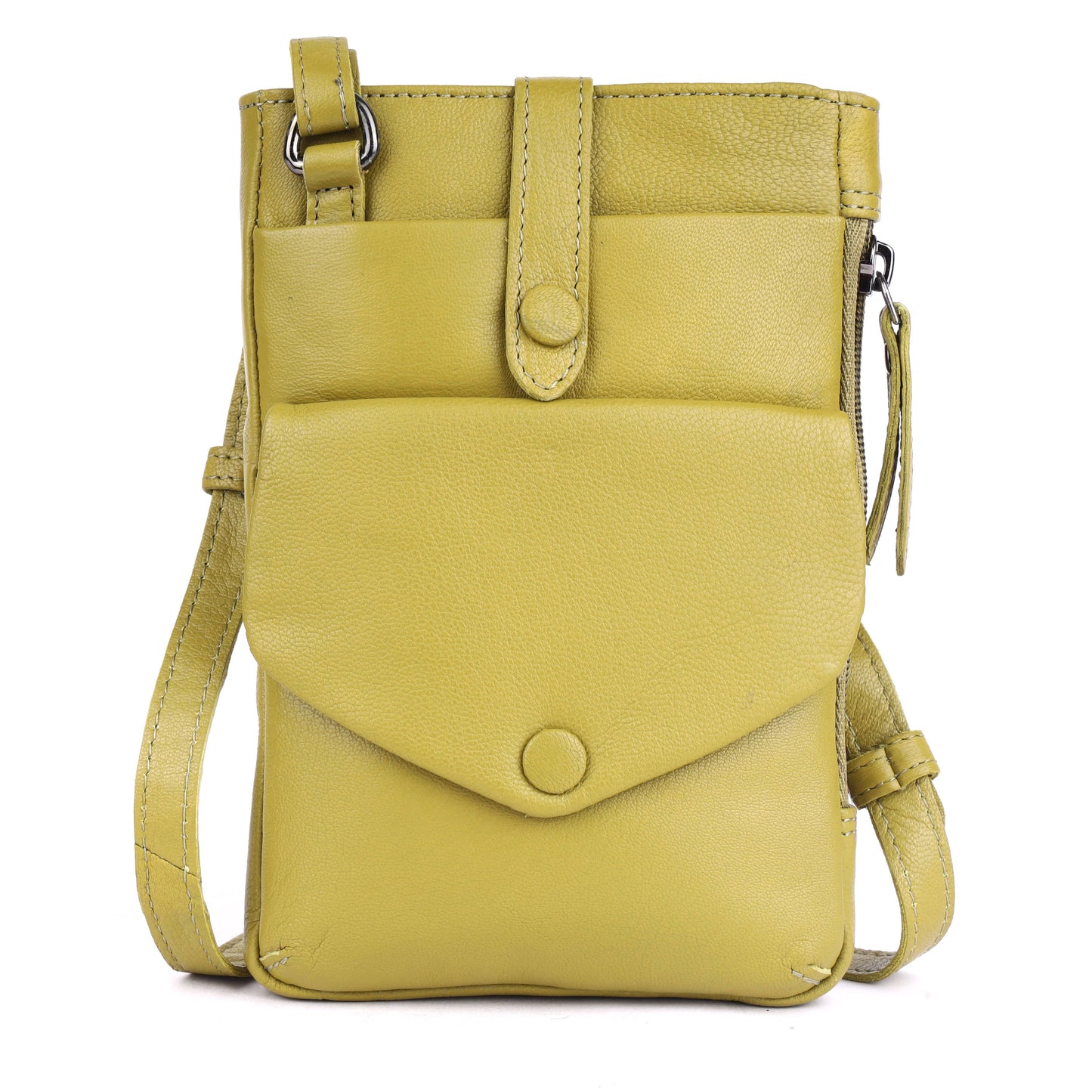 Greenwood Saffron Leather Phone Crossbody Bag