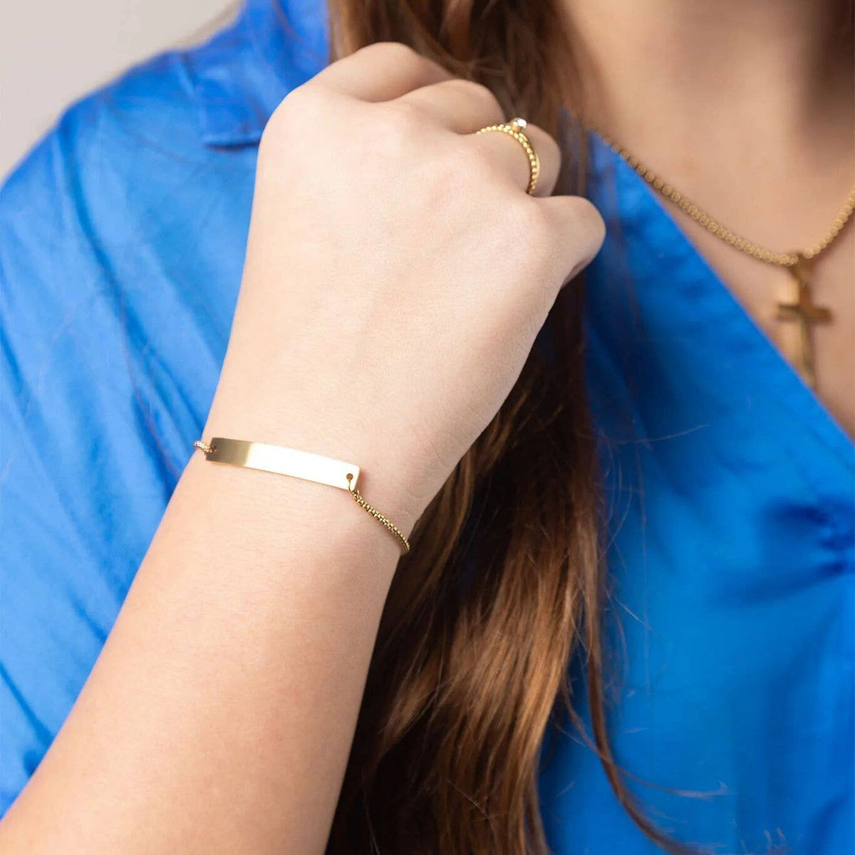 14K Gold Filled PLUS™ Adjustable Curved Blank Bar Bracelet