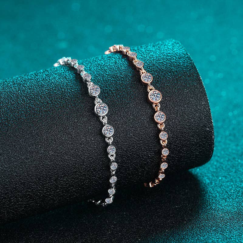 Moissanite Bezel Stacking Bracelet in 925 Sterling Silver