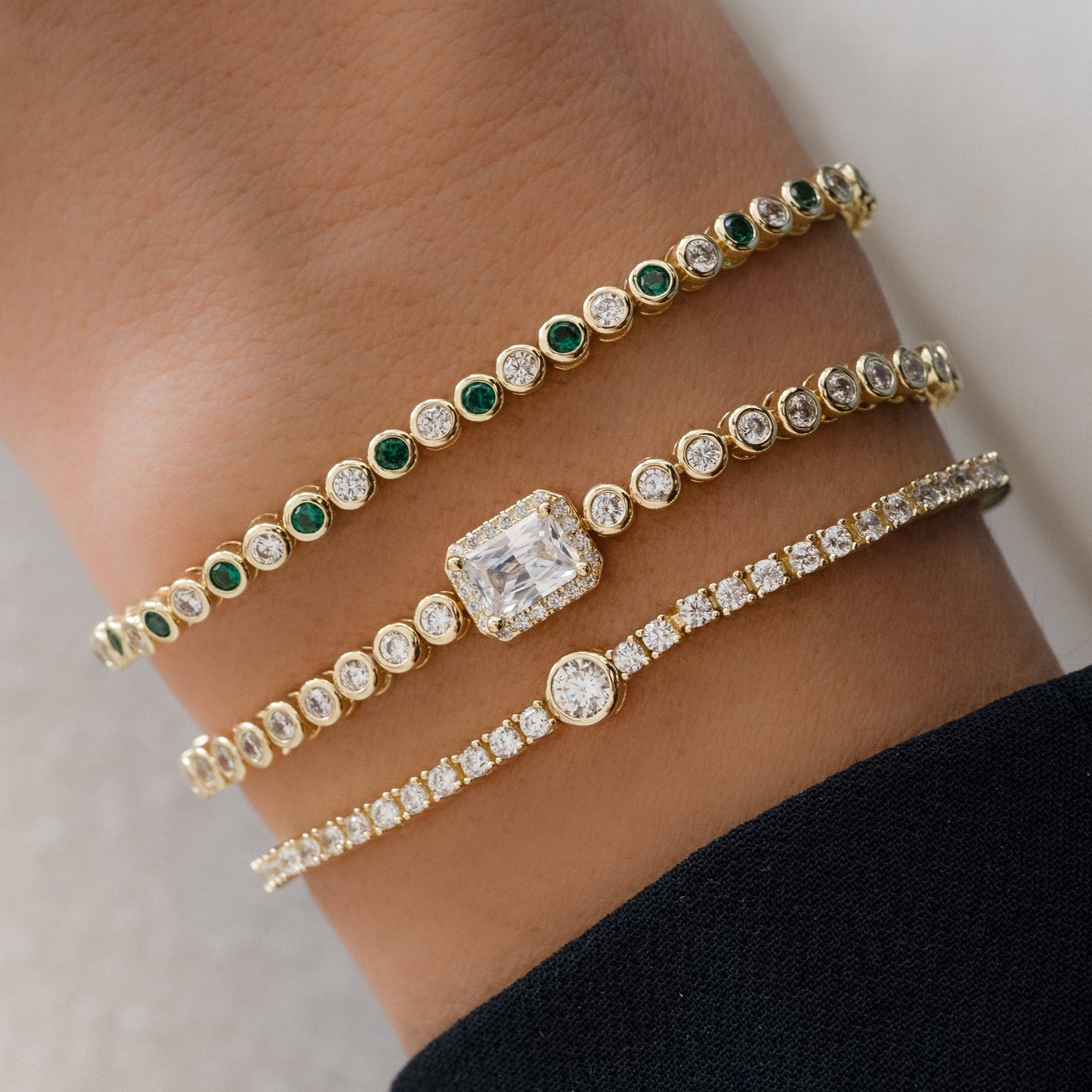 Charlie Emerald & CZ Tennis Bracelet