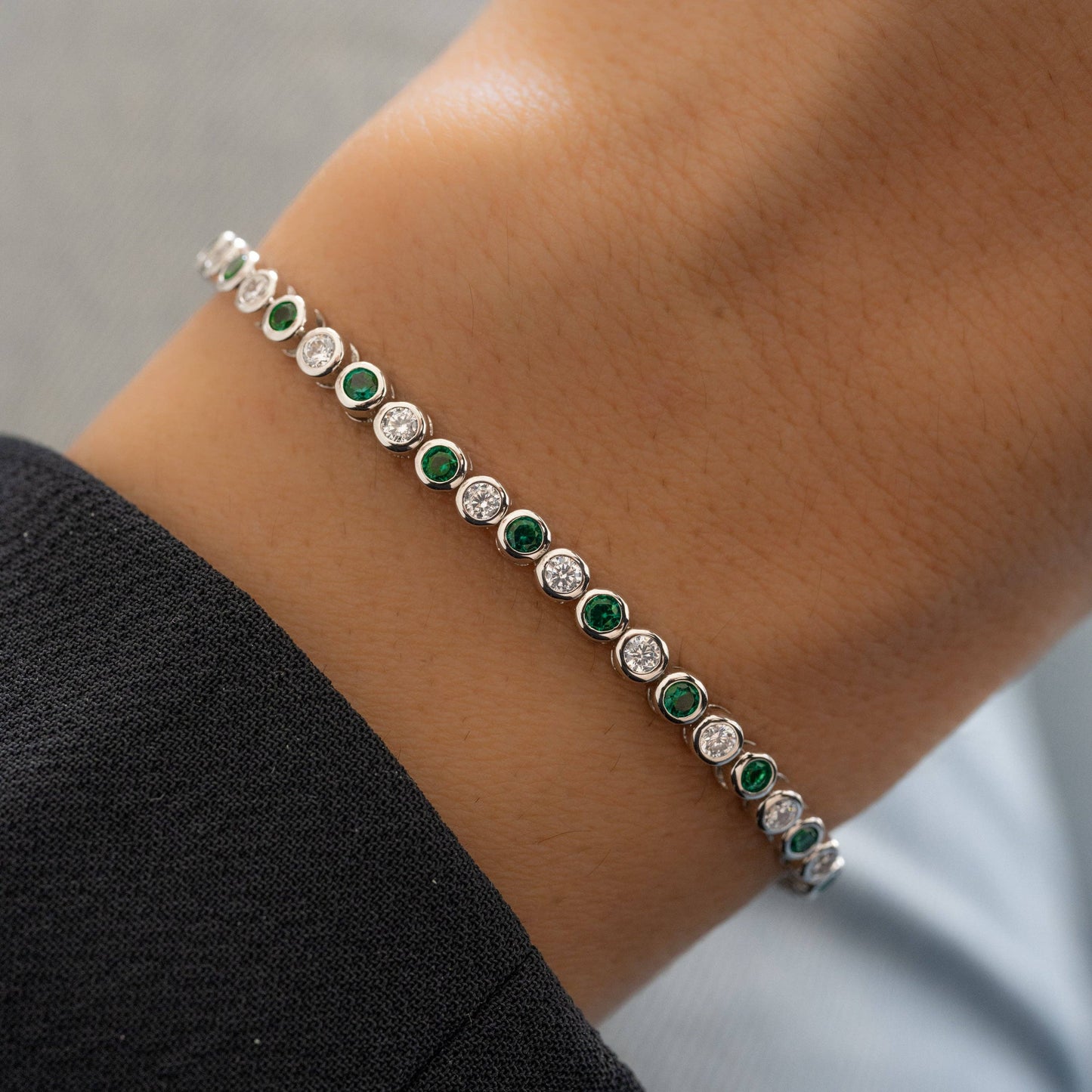 Charlie Emerald & CZ Tennis Bracelet