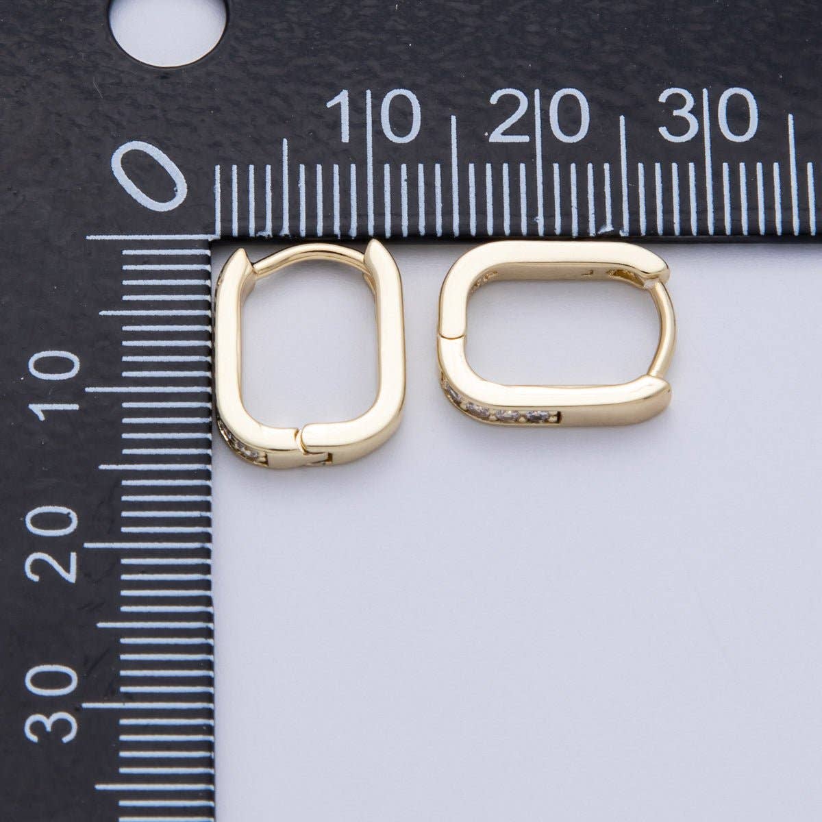 14K Gold Filled 14mm Micro Paved CZ Oblong Hoop Earrings | Earrings-00137