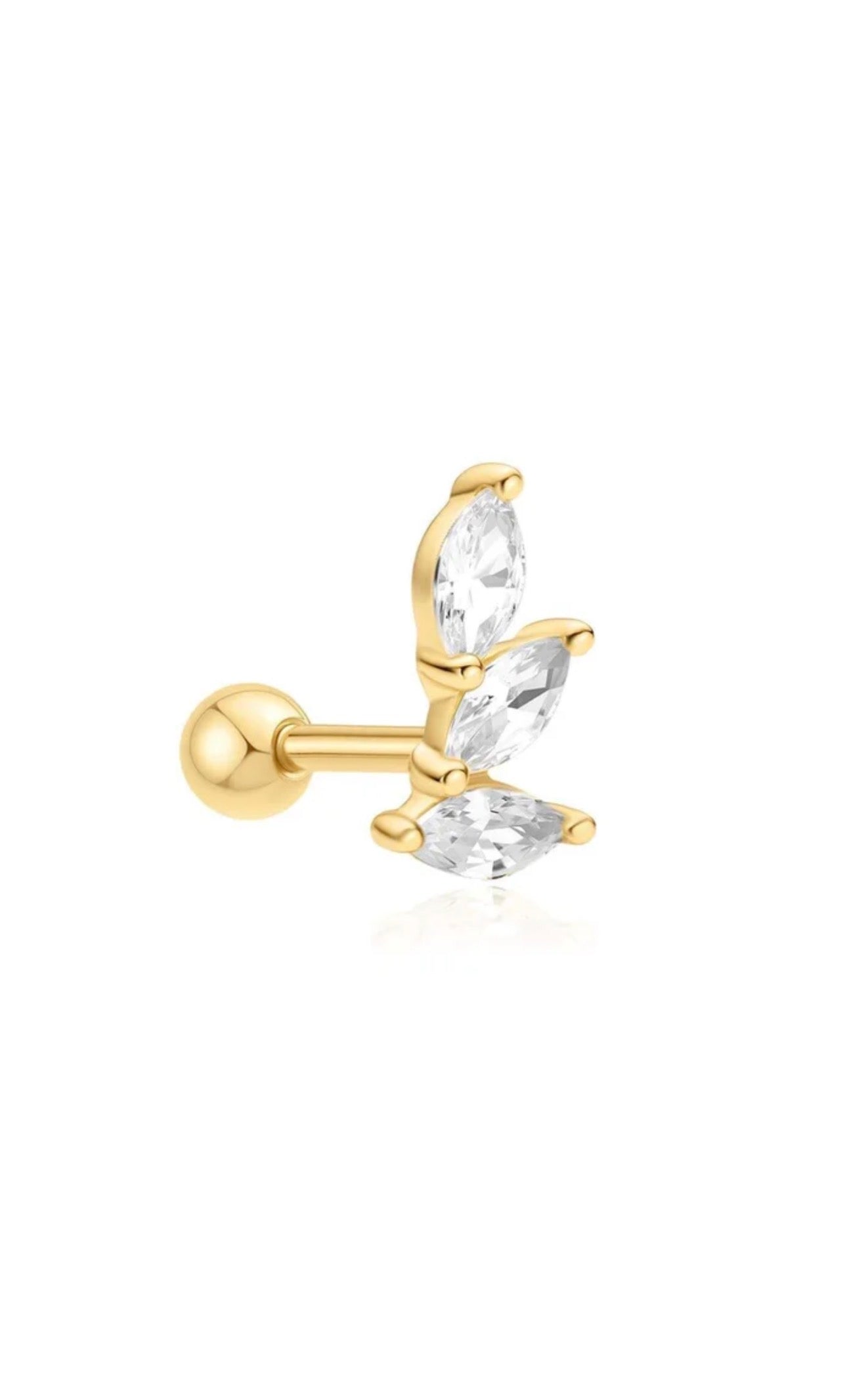 Triple Marquise Barbell Single Earring