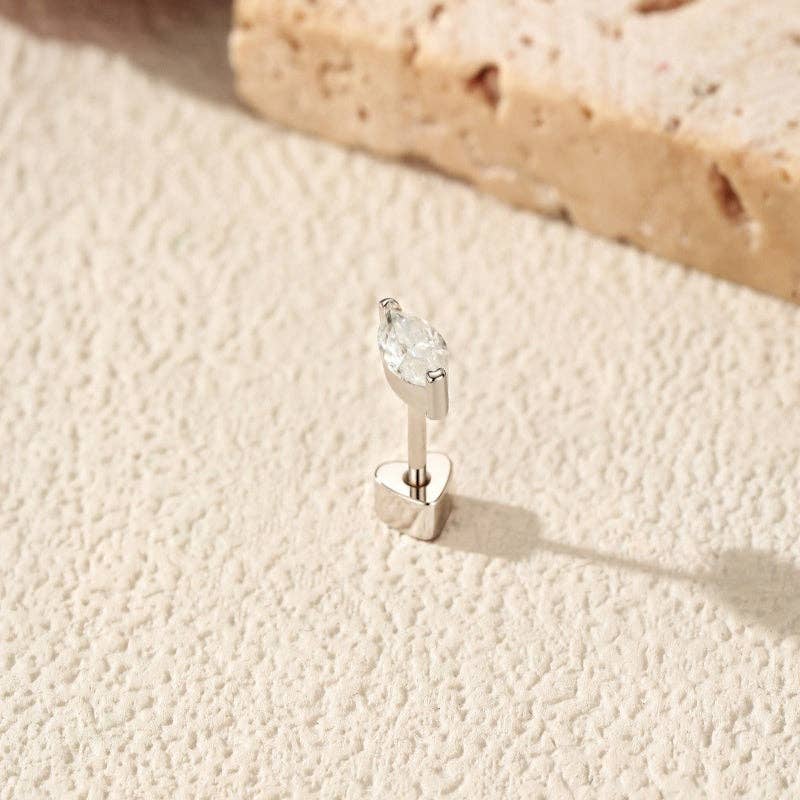 Marquise Moissanite Stud Earrings in 925 Sterling Silver