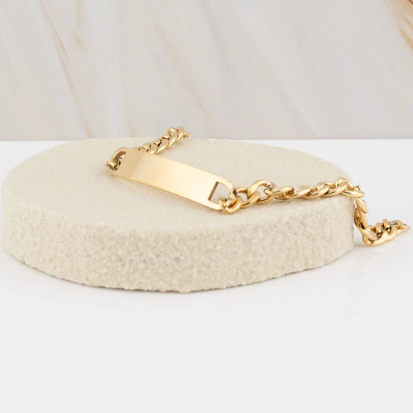 14K Gold Filled Plus™ Blank ID Curved Bar Bracelet