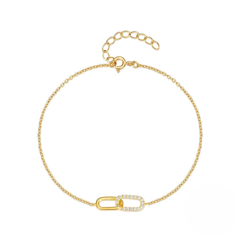 Interlocking Paperclip Link Bracelet in 925 Sterling Silver