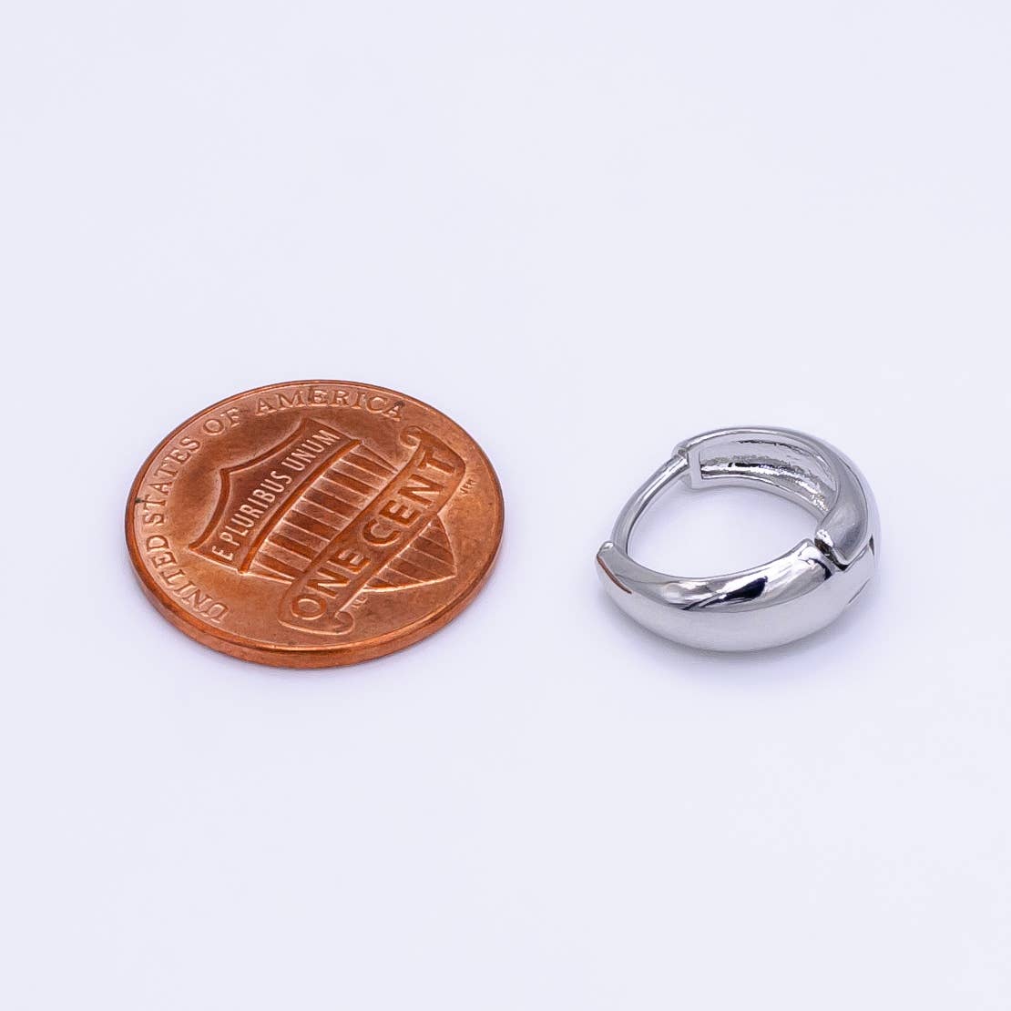 White Gold Filled 13mm Minimalist Dome Huggie Earrings