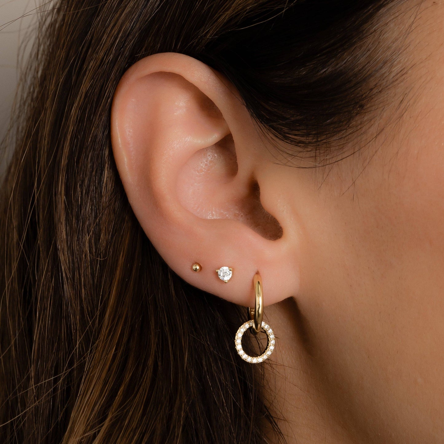 CZ Circle Charm Hoops