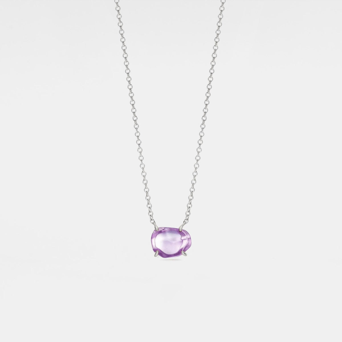 Amethyst Crystal Pendant Necklace in 925 Sterling Silver