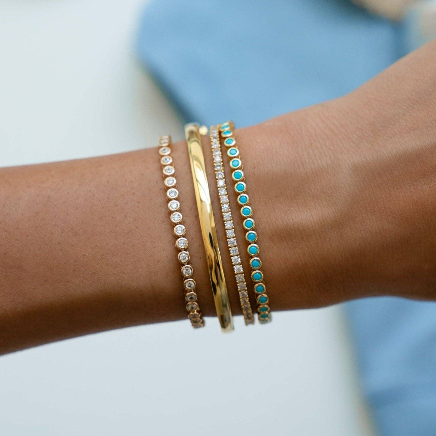 Turquoise Bezel Tennis Bracelet