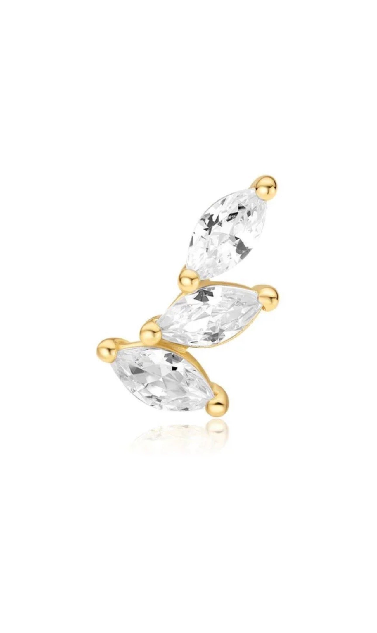 Triple Marquise Barbell Single Earring