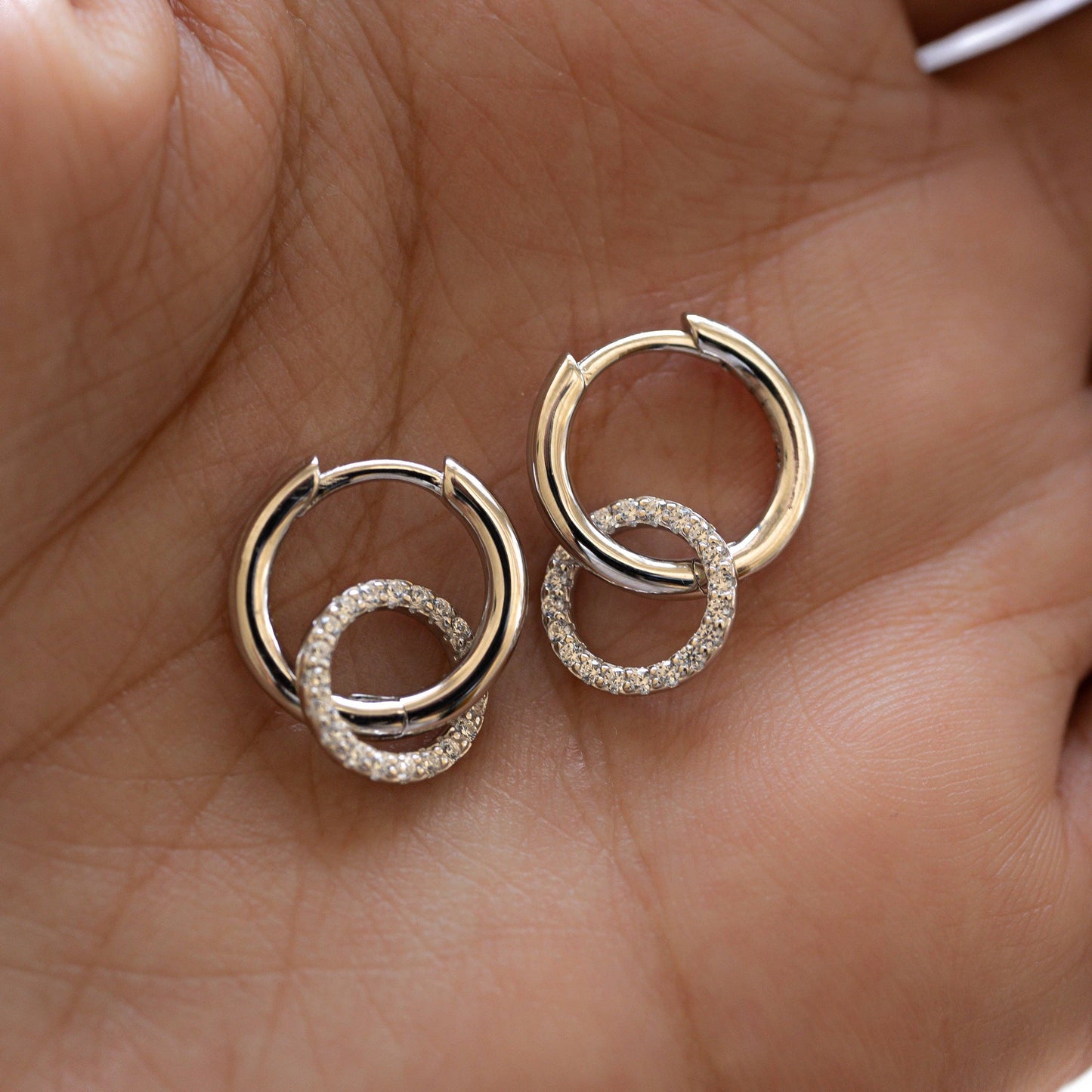 CZ Circle Charm Hoops