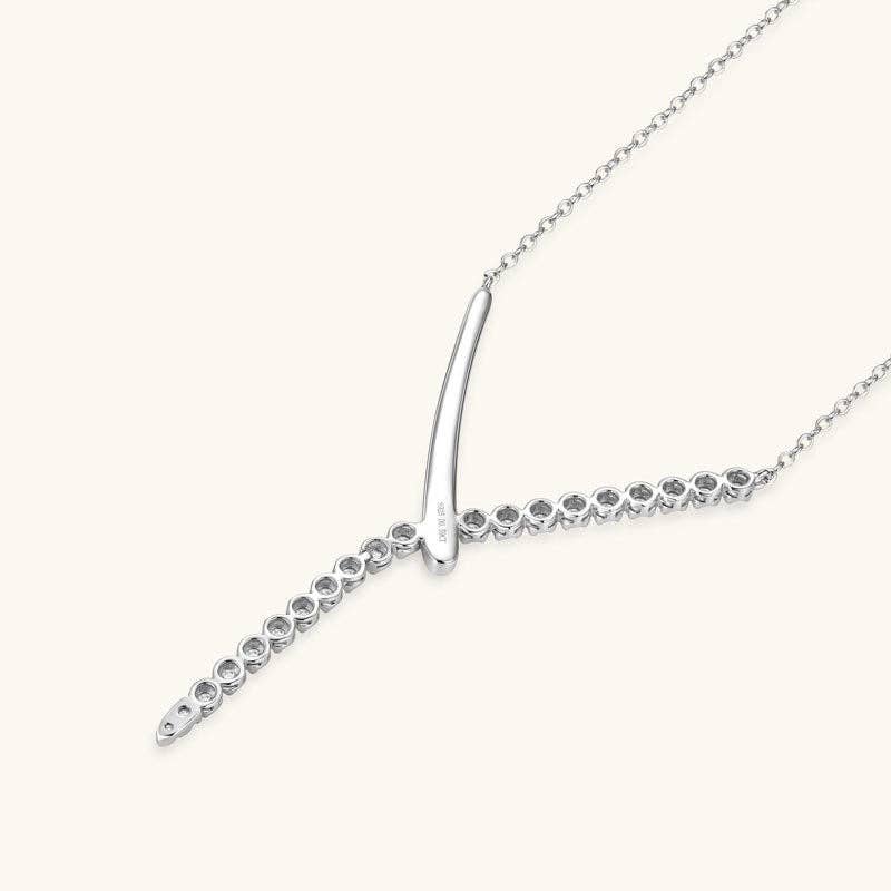 Asymmetric Moissanite Drop Y Necklace in 925 Sterling Silver