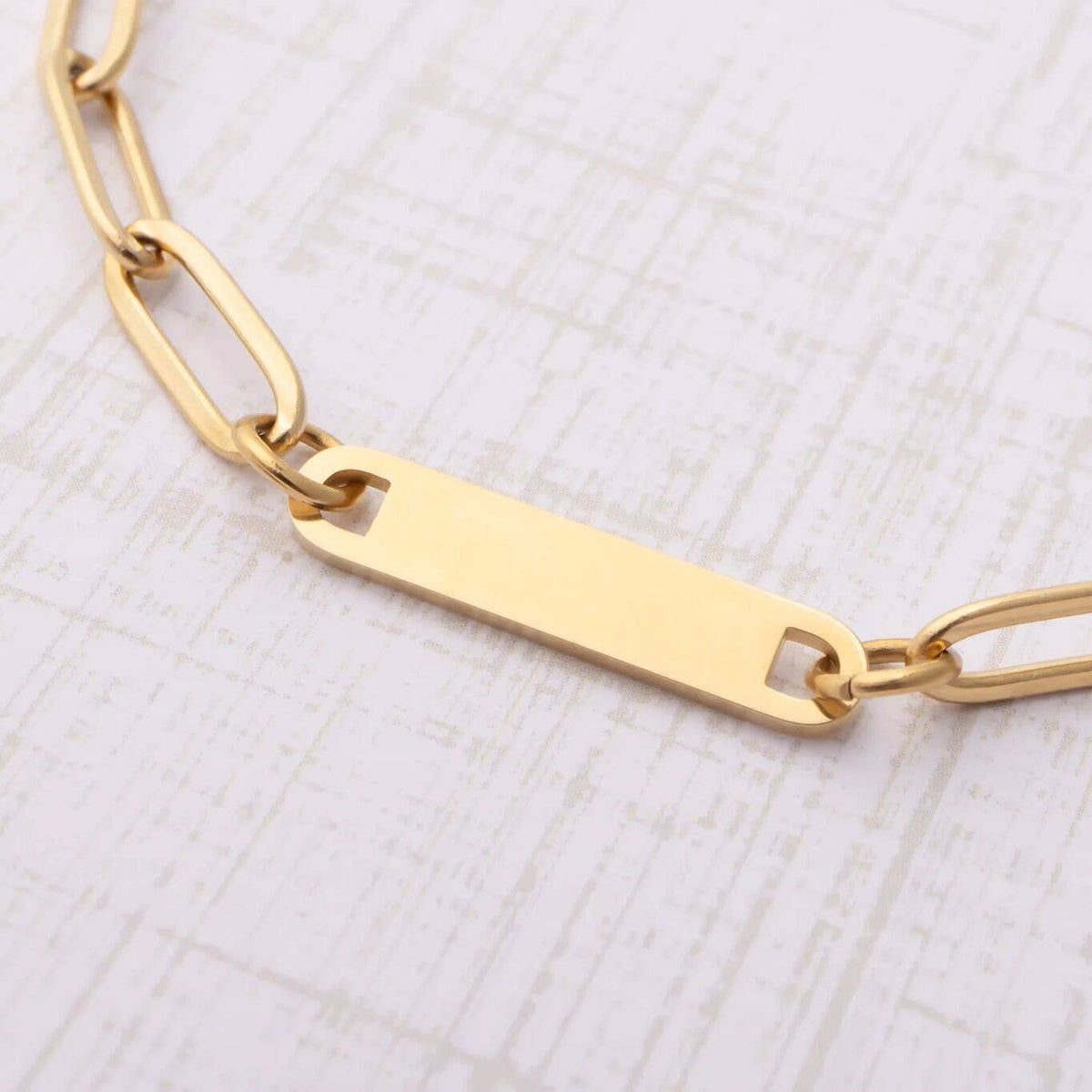 14K Gold Filled PLUS™ Engravable Paperclip Bar Bracelet