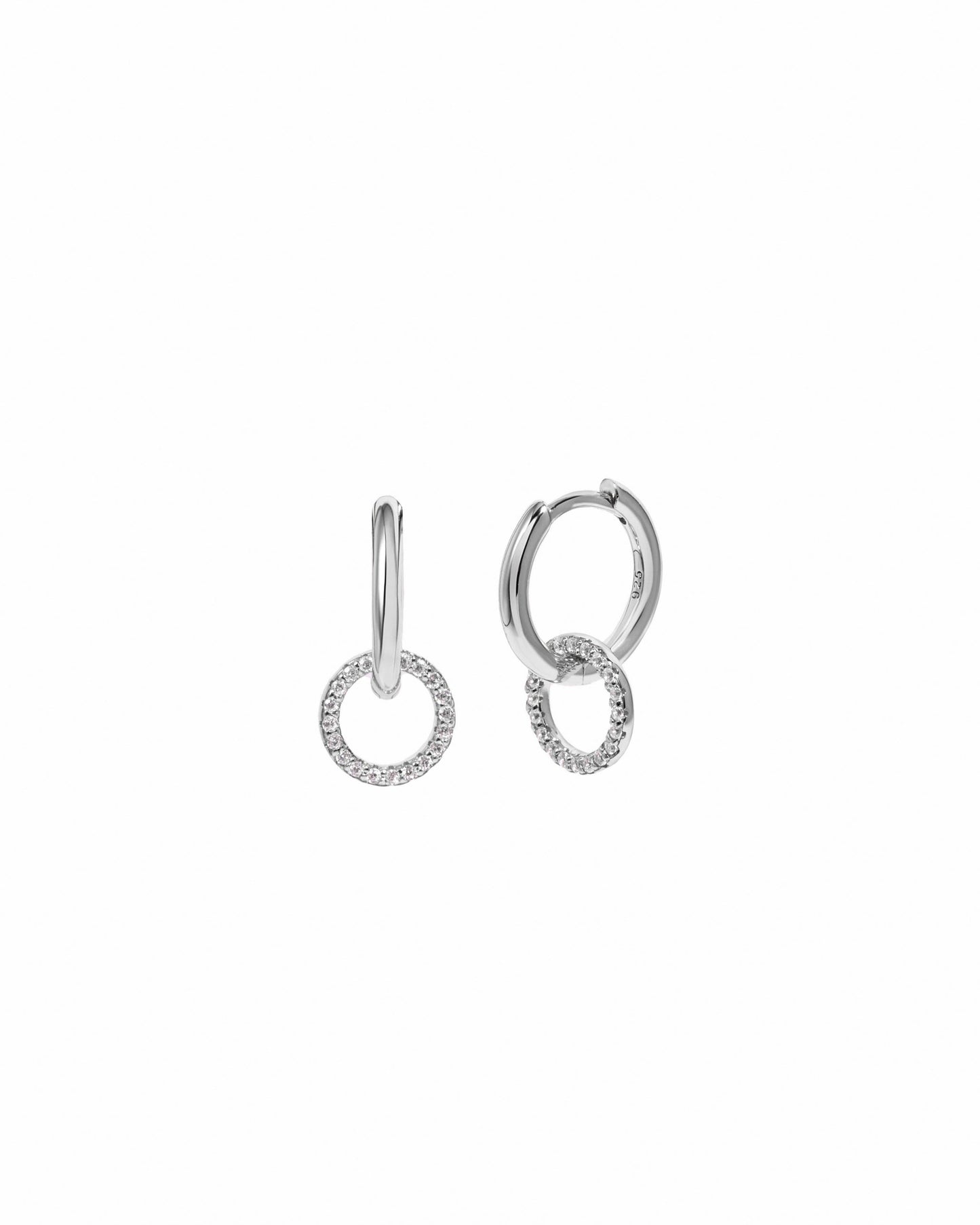 CZ Circle Charm Hoops
